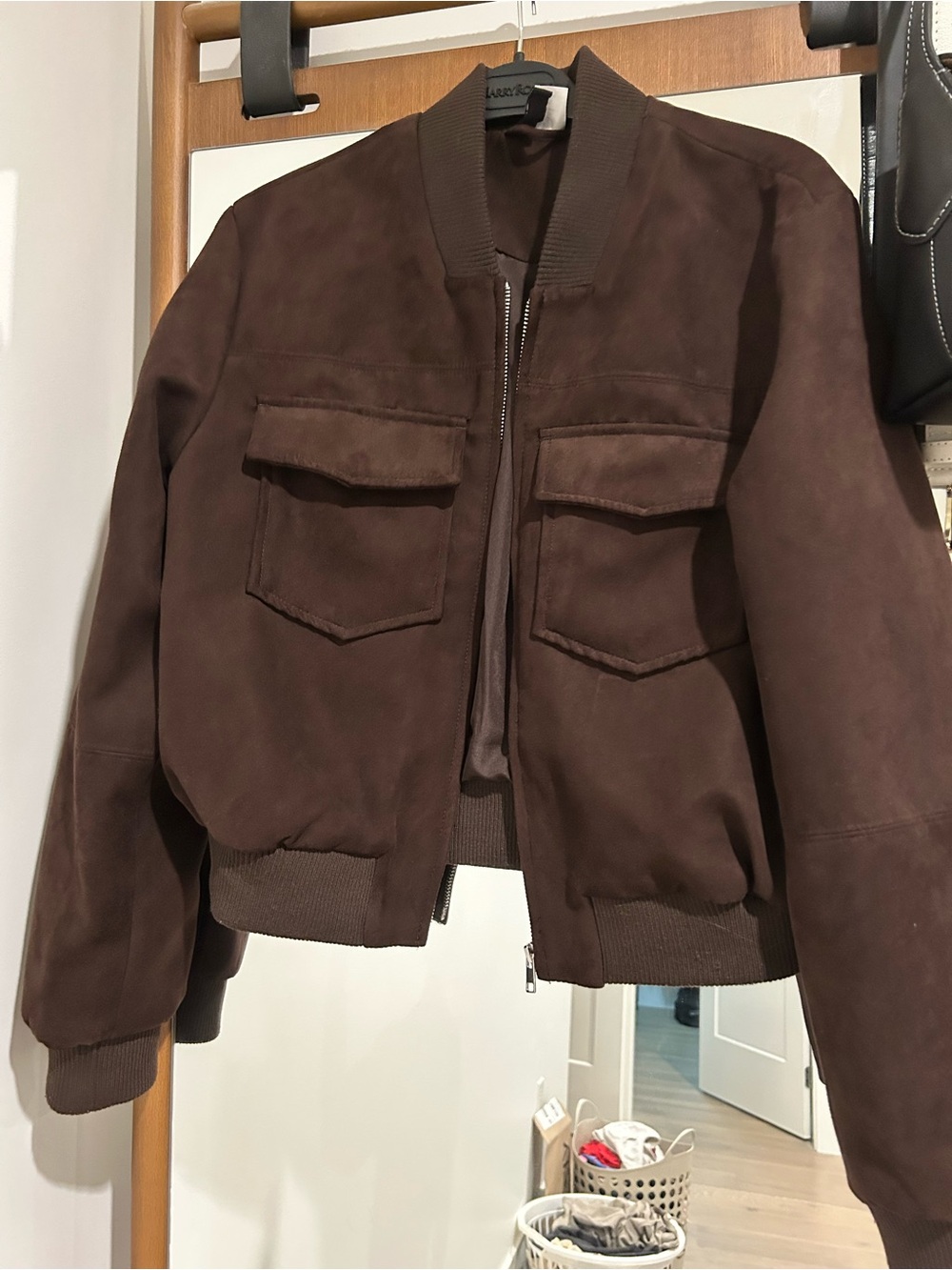 EUC H&M faux suede bomber size S